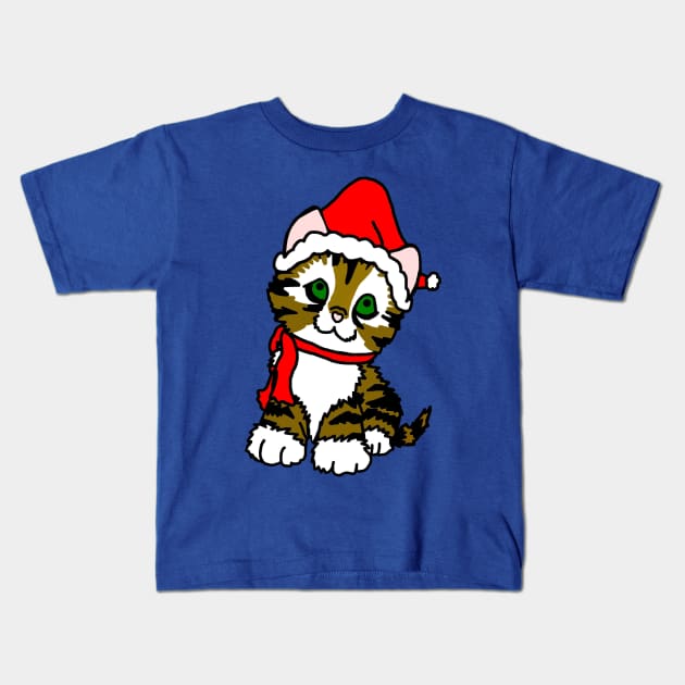 Christmas Kitten Kids T-Shirt by imphavok